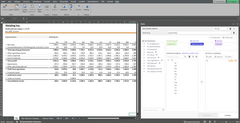 Auf diesem Bild sieht man links einen Report im Excel. Auf der rechten Seite sieht den integrierten Report Designer des XLiQ